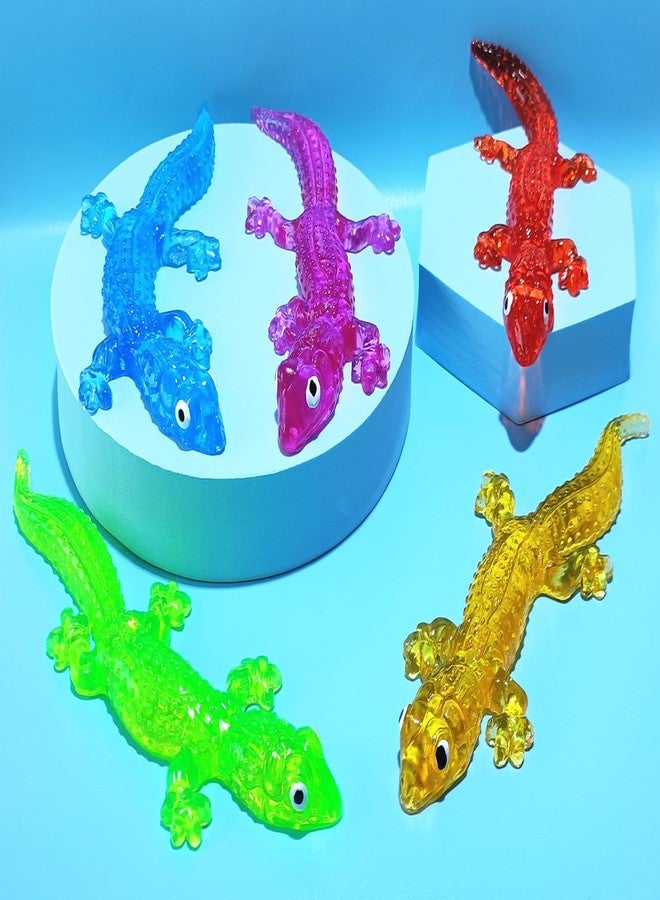 Ganjiang 5Pack Super Stretch Sticky Lizard Mochi Squishy Toys,Soft Stress Relief Fidget Toys, Goodie Bag Stuffers,Classroom Prizes,Birthday Gifts,Party Favors (Transparency Series) - Image 4